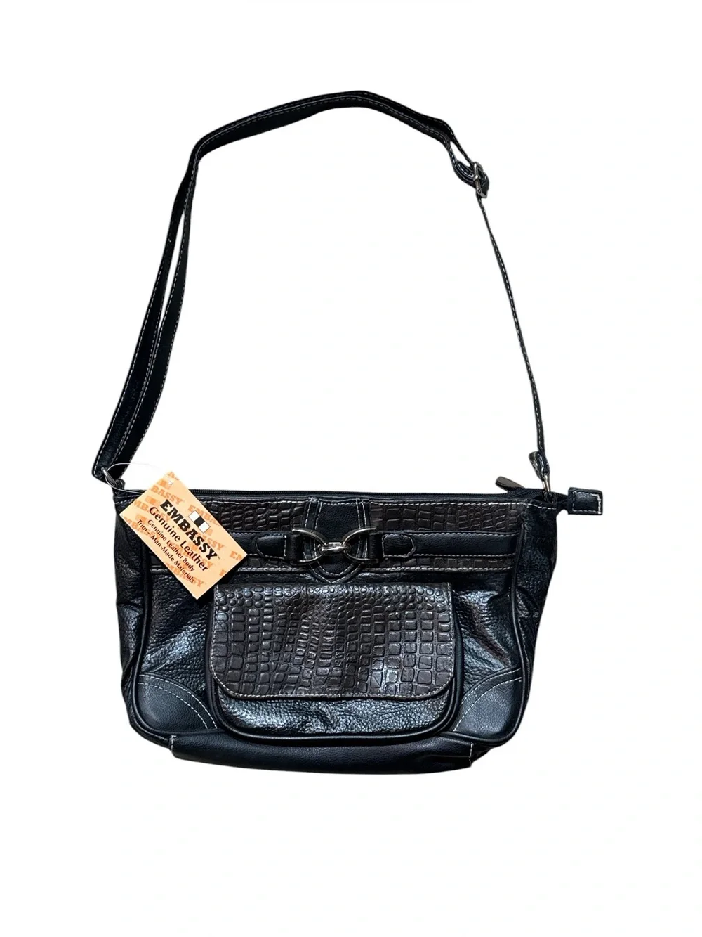 Vintage Y2K NOS Embassy Genuine Leather Shoulder Bag Reptile Print Shoulder Bag